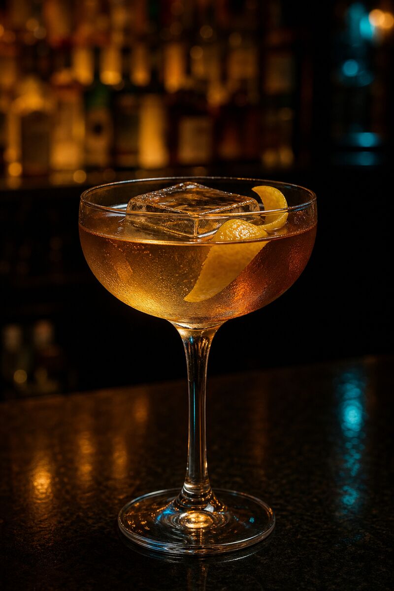 A cocktail on the bar counter