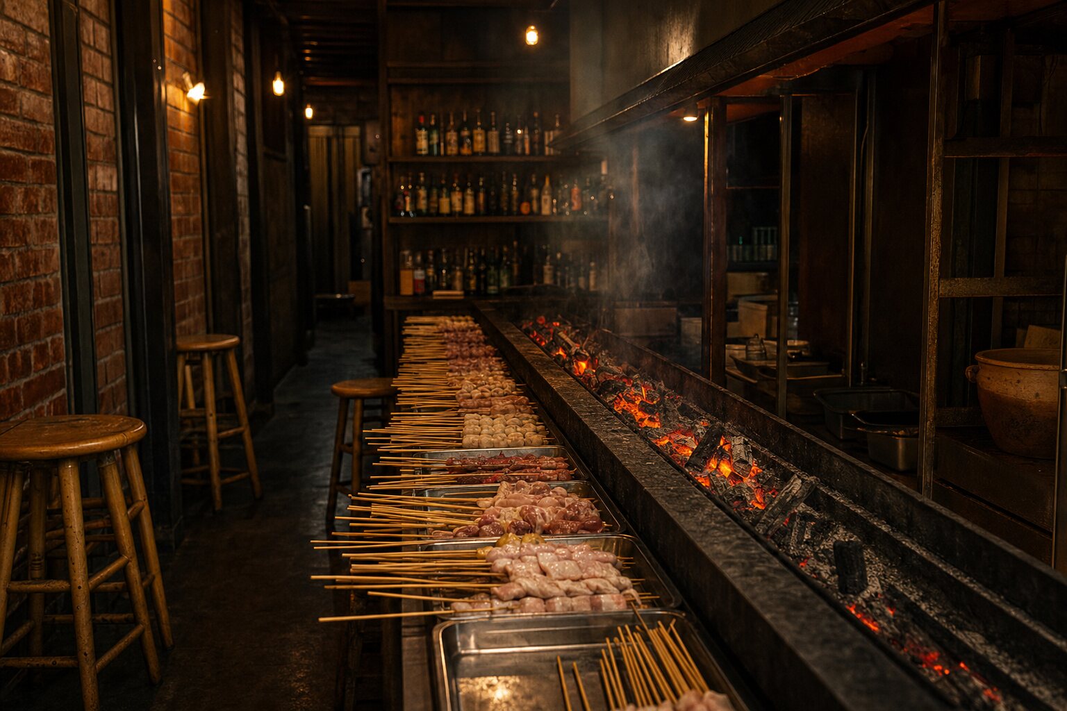 The charcoal grill counter at Chuan Bar 2088